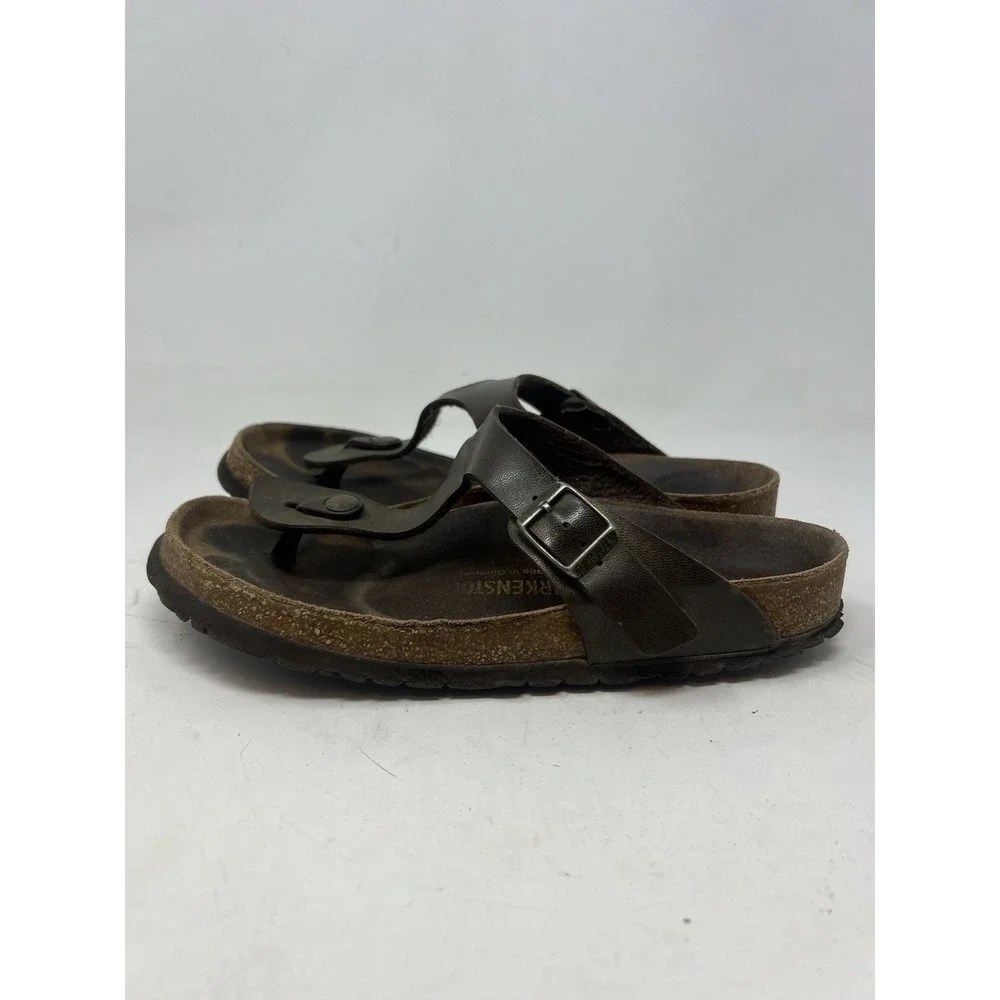 BIRKENSTOCK GIZEH Thong Women's Sandals Sz 39 US 8-8.5 Brown‎ Leather